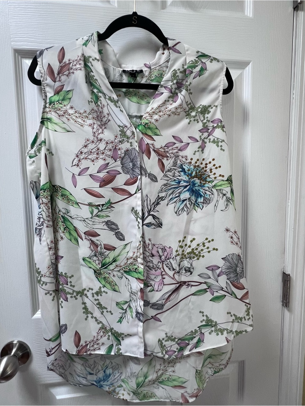 Sami & Jo Women's Floral Garden Party Sleeveless Hi Low Office Blouse Size 1X